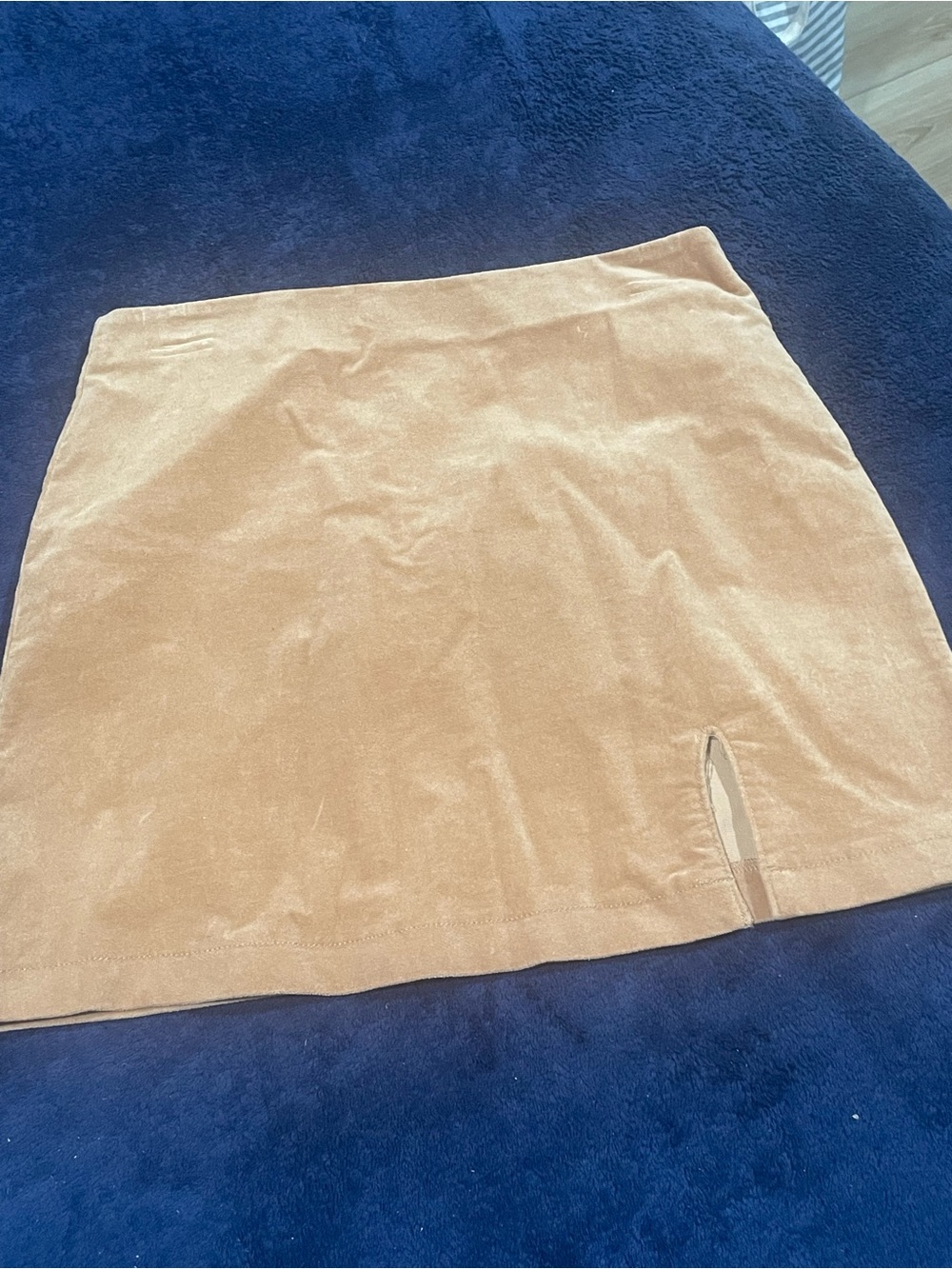 Forever 21 Tan Velvet Mini Skirt with Small Front Slit